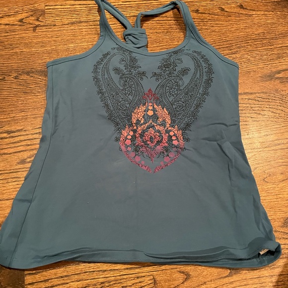 Athleta Blue Tank Top with Black and Red Design - Picture 1 of 2
